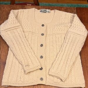 Aran Crafts Women's Cream Cable Knit Cardigan Sweater